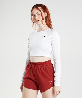 Dámské Long Sleeve Gymshark Tréninková Bílé | CZ 3518XYU